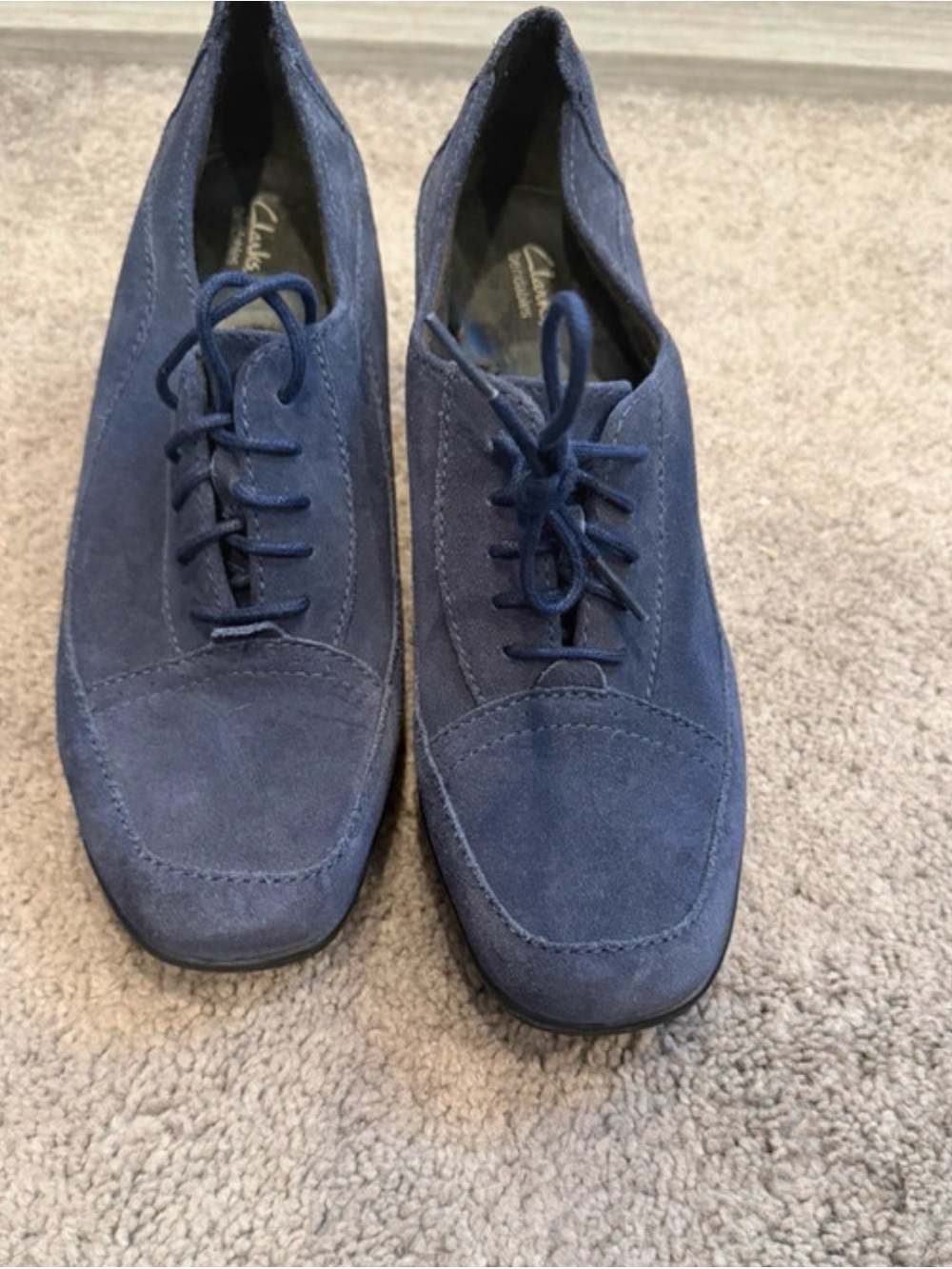 Clarks Navy Suede Lace-Up Shoes